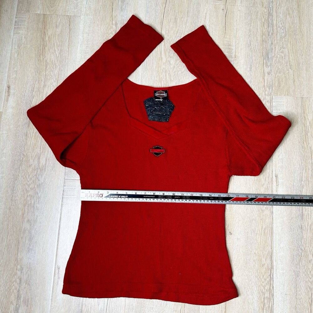 Harley Davidson  Long Sleeved Thermal Womens Sz X Large Red - Picture 6 of 8